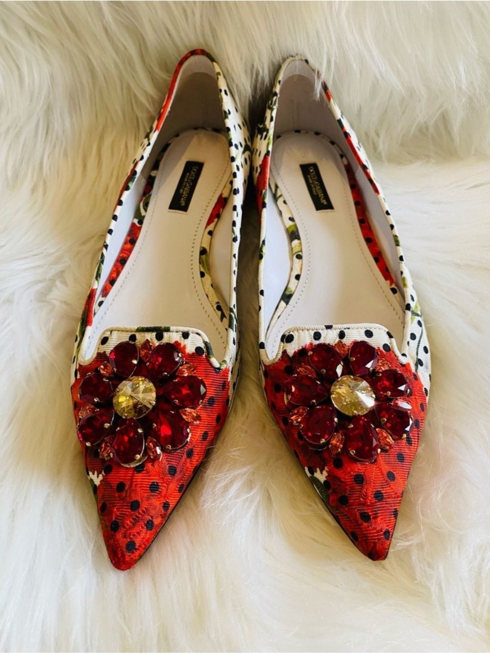 🛍️Authentic Dolce & Gabbana Taormina Crystal Embellished Flats Size 38/US 8